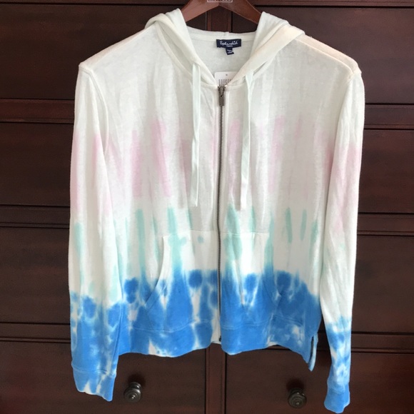 Splendid Zip Up Tie Dye Hoodie Lounge Top - Picture 1 of 11